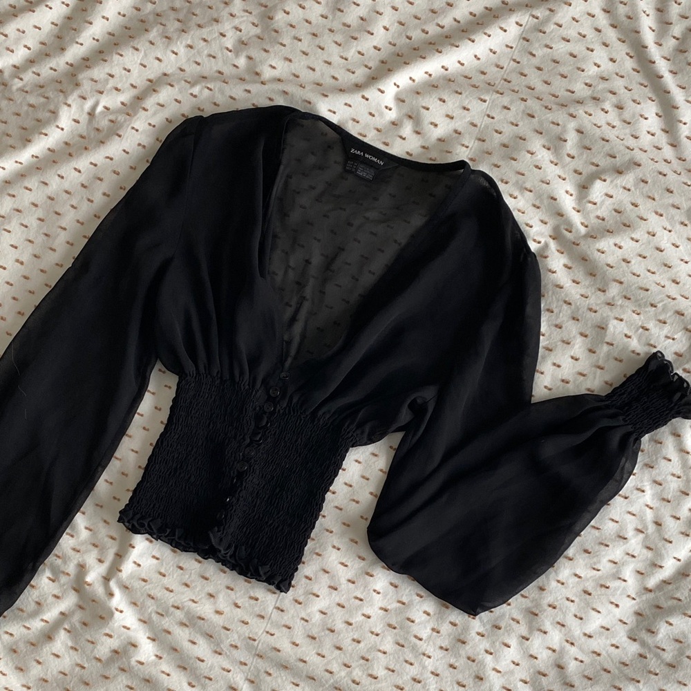 Zara Black Sheer Blouse